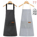 Aprons For women With Pockets Aprons For Soft Apron With An Adjustable Neck Strap (Thick Black Stripes + Thin Blue Ones)