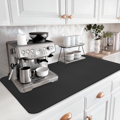 Extra Large Dish Drying Mat for Kitchen Counter (Black / 31.5" x 17")