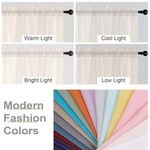 Kitchen Curtains 24 Inch Length Tier 2 Pieces (Cream / 42"W x 24"L (Pack of 2))