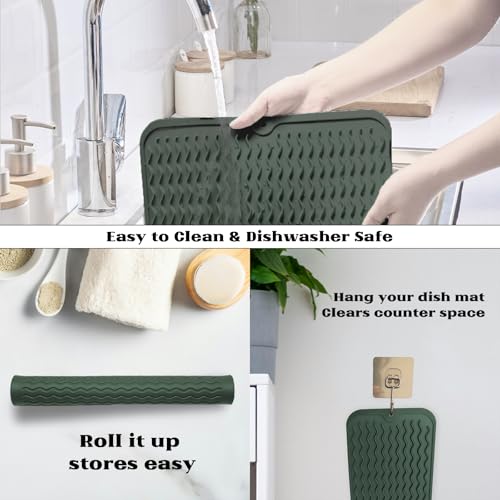 4-in-1 Silicone Mat: Air Fryer & Coffee Maker, 12"x12", Dark Green (Dark Green / 12" x 12")