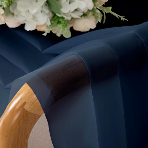 Sheer Valances for Windows 2 Pack (Navy Blue / 42"W x 18"L (Pack of 2))