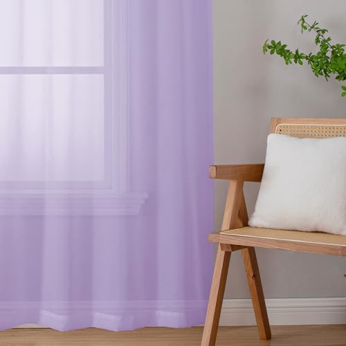 Sheer Lilac Curtains 90 inches Long 2 Panels (Lilac / 42"W x 90"L (Pack of 2))