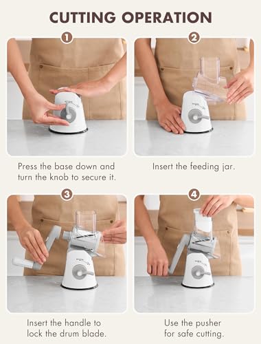 Cheese Grater Hand Crank (Grey White / 5 Blades)