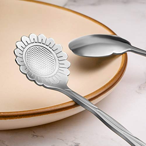 8 Pcs Flower Coffee Tea Teaspoons Stainless Sugar Spoons (Silver)