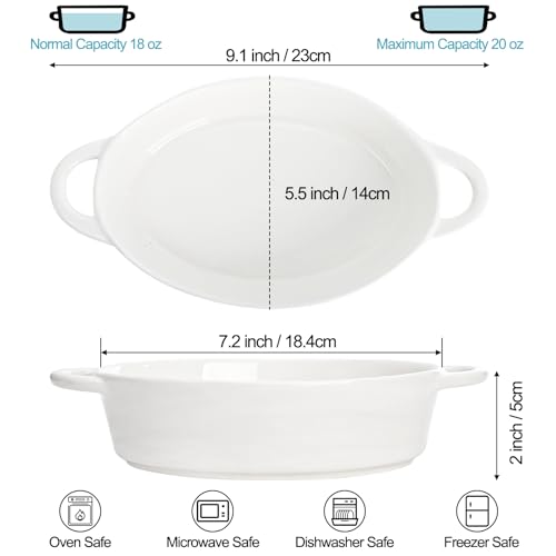 6 Pack 20 oz Oval Au Gratin Baking Dishes with Handles