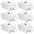 White Faux Linen Table Cloths for 6 Ft Rectangle Tables (White / 102" x 60"-6 Pack)
