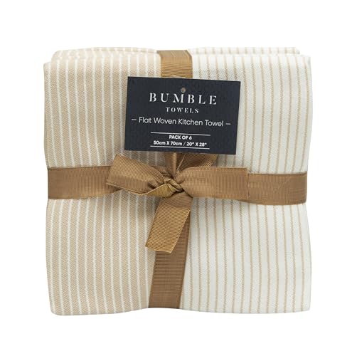 Premium Kitchen Towels 6 Pack 100% Cotton (Tan / Kitchen Towels - Flat Woven (6 Pack))