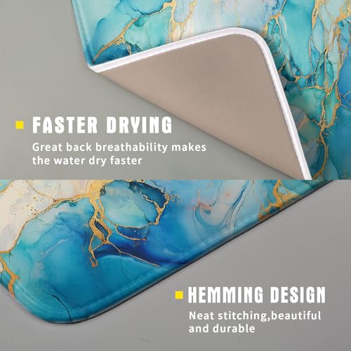 Marble Print Dish Drying Mat for Kitchen Counter (16" x 18")