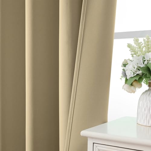 Beige Blackout Curtains 84 inch Length 2 Panels Set (Beige / 52"W x 84"L (Pack of 2))