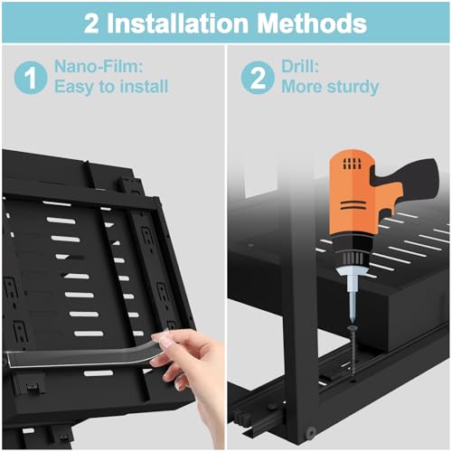 2 Tier Expandable Pull Out Cabinet Organizer (21" Deep / Black)