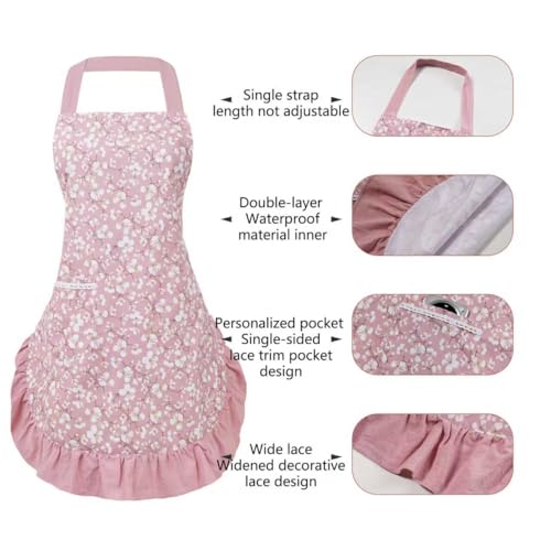 Vintage Floral Apron for Women (Pink Flower)