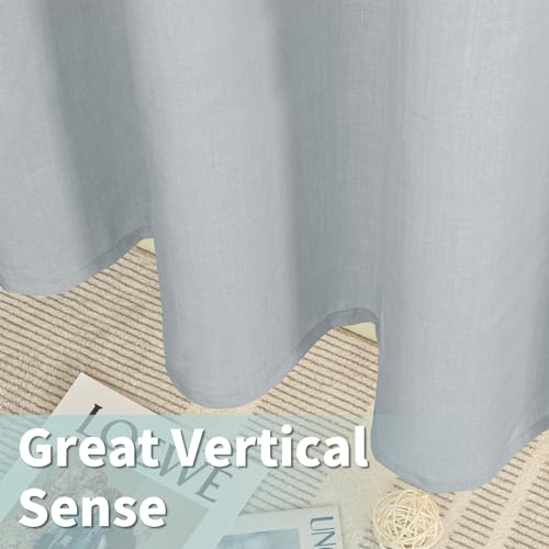 Haze Blue Linen Curtains 84 Inch Length for Living Room 2 Panels (52"W x 84"L (Pack of 2) / Silver Grommet-haze Blue)