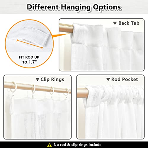 French Door Curtains for Closet Doorways (50"W x 72"L (Pack of 2) / White)