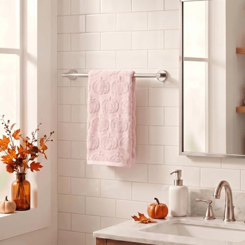 1 Pc Pink 3D Pumpkin Jacquard Hand Towel for Bathroom (13.7" x 29.5", 1PC / Pink)