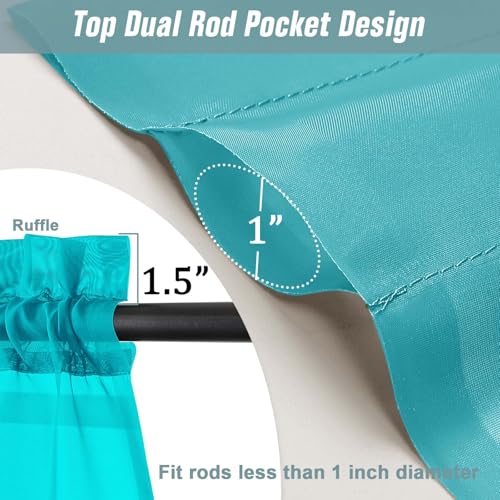 Turquoise Window Sheer Curtains 45 Inches Length (42"W x 45"L (Pack of 2) / Turquoise)