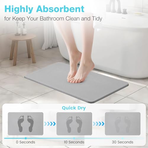 Premium Quick Dry Diatomite Stone Bath Mat (Light Grey / 23.6" x 15.4" (Rectangular))