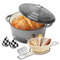 Enameled Cast Iron Dutch Oven pot 6.5 QT with Lid for Bread Baking (Gray)