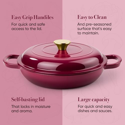 3 Quart Enameled Cast Iron Braiser (Rose)