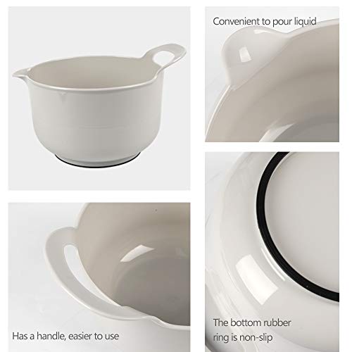 4 Pack Nesting Mixing Bowl with Pour Spout and Handle (Gray)