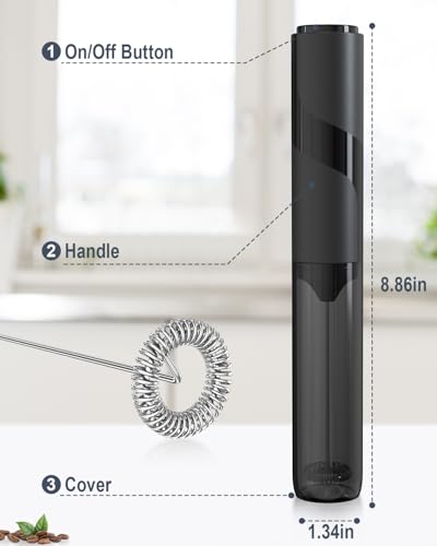 Milk Frother Handheld with Cover (black-2)