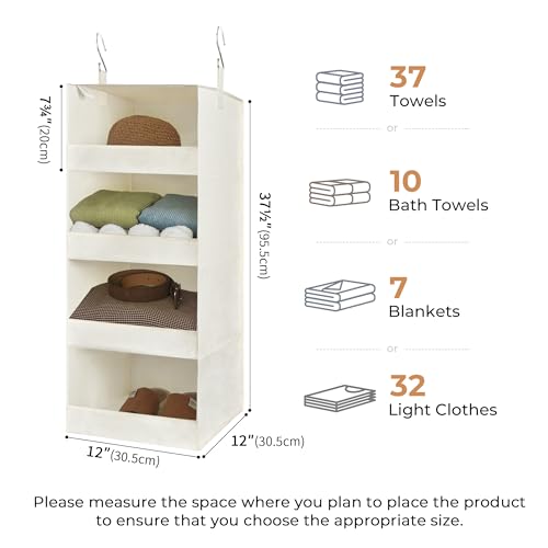 4 Shelf Hanging Closet Organizer (4-shelf Beige / 2-Pack)