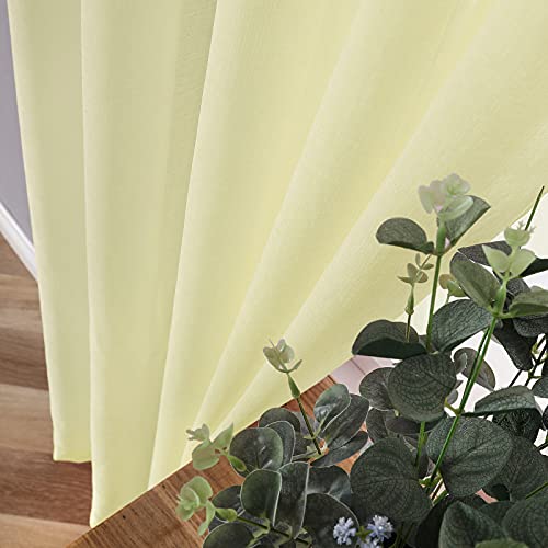 Sheer Curtains Bedroom Linen Textured Curtain Sheers Light Filtering Voile Rod Pocket Curtains for Living Room (38"W x 84"L (Pack of 2) / Transparent Yellow)