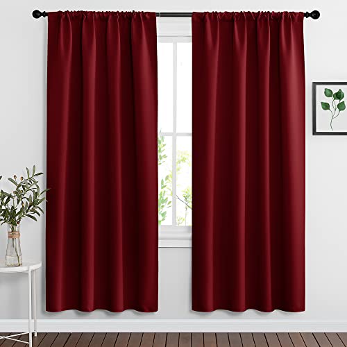 Blackout Curtains for Bedroom Living Room Nursery 63 inches Long (Burgundy Red / 42"W x 63"L (Pack of 2))