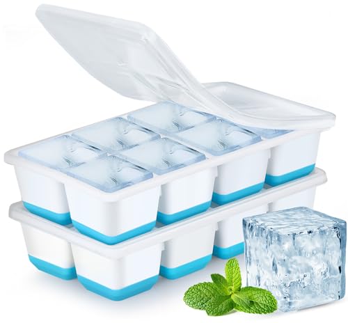 Large Ice Cube Trays with Lid (Blue)