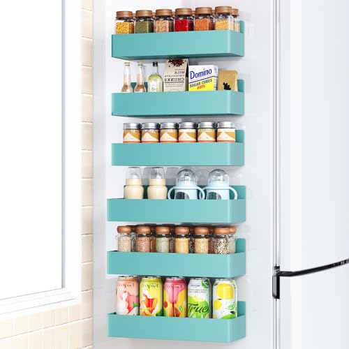 Magnetic Spice Rack for Refrigerator (Blue / 6 Pack)