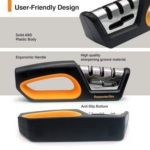 4-in-1 Knife and Scissors Sharpener, Premium Kitchen Knife Sharpener Tool, Help Prepare Restore & Polish Blades, Comfort & Ergonomic Handles For Easy-To-Use