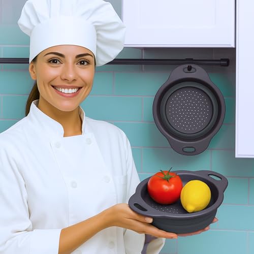 Black Silicone Collapsible Colanders (Black 1PC)
