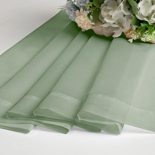 Short Sheer Curtains 30 Inches 2 Panels Set (Sage Green / 42"W x 30"L (Pack of 2))