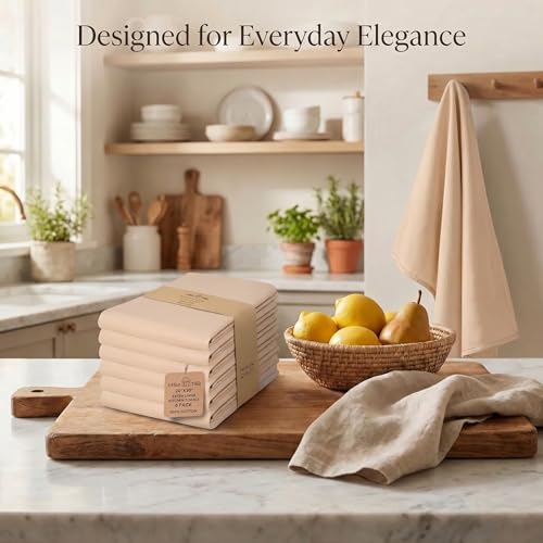 Kitchen Towels Cotton Dish Towels 20”x30” (20" x 30" (Set of 6) / 097 Beige)