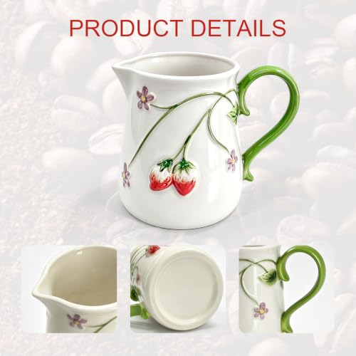 Ceramic Creamer Pitcher 16.2oz Strawberry Relief