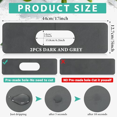 2 Pcs Faucet Mat Bathroom Sink Splash Guard (Dark Gray)