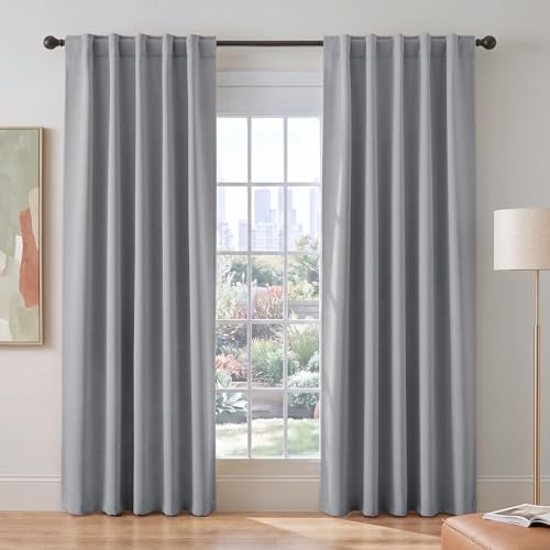 Blackout 80 inch Length Curtains 2 Panels Set (Silver Grey / 42"W x 80"L (Pack of 2))