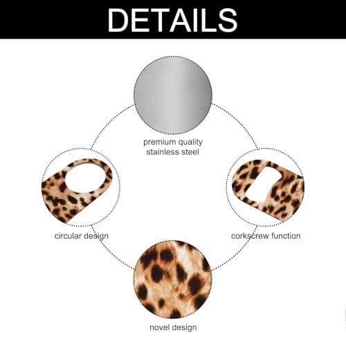 Leopard Pattern Stainless Steel Bottle Opener Cheetah Animal Print Beautiful Watercolor Spotted Skin Pattern Flat Beer Bottle Opener Keychain for Home Kitchen Bar Restaurant Party Gift (Leopard Pattern)