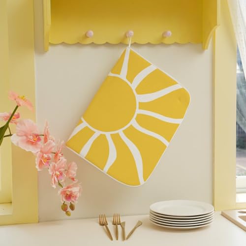 Summer Dish Drying Mat 18 x 24 inch (24" x 24" / Yellow Sunshine)