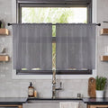 Solid Sheer Rod Pocket Curtain Voile Draperies 2 Panels White Beige Black Ivory Grey 26 Inch Width 24 Inch Long 1 Pair for Kitchen Bedroom Children Living Room Yard (Grey / 26"W x 24"L (Pack of 2))