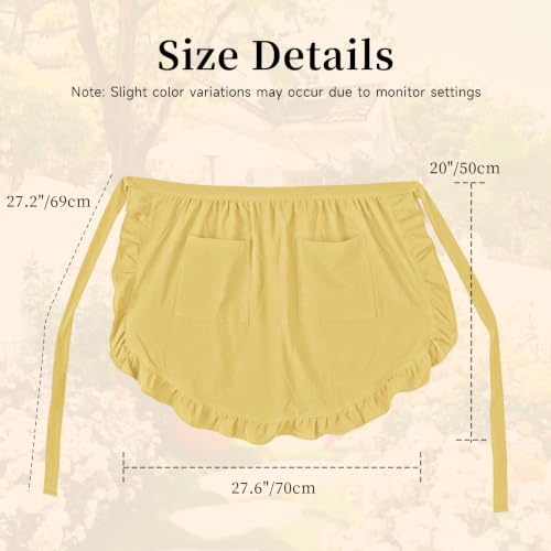 Vintage Maid Apron for Women with Pockets (Yellow)