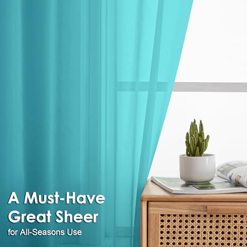 Turquoise Sheer Curtains 72 Inches Long 2 Panels (Turquoise / 42"W x 72"L (Pack of 2))