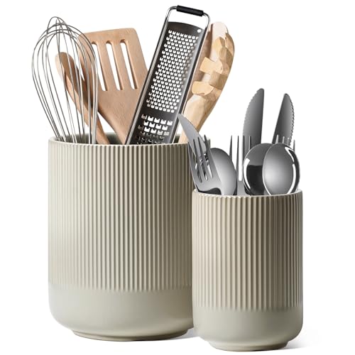 Utensil Holder for Kitchen Counter (Oatmeal Greige)