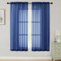 Sheer Curtains 63 Inch Length 2 Panels Set for Living Room Bedroom (Royal Blue / 42"W x 63"L (Pack of 2))