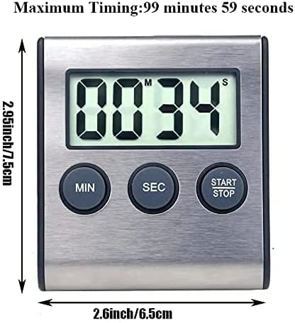 2 Pack Digital Magnetic Countdown Timer with Loud Alarm for Cooking (2pcs)
