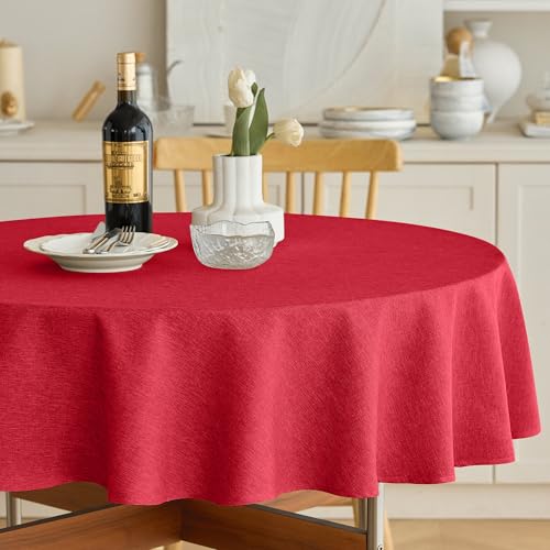 Waterproof Small Round Table Cloth (Red / 60" (Round))