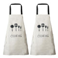 Women Kitchen Apron with Hand Wipe Pockets (White + White)