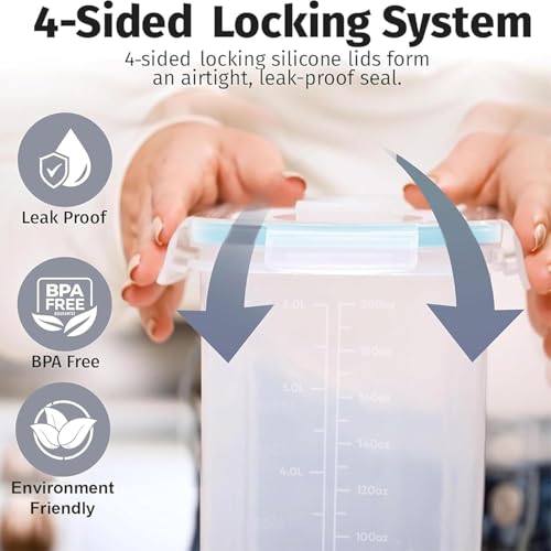 2 Pack (6.3L / 213OZ) EXTRA Large Airtight Food Storage Cereal Containers for Bulk Food Storage BPA-Free Plastic Container, Pantry Organization and Canister for Rice, Pasta, Sugar & Flour (Blue)