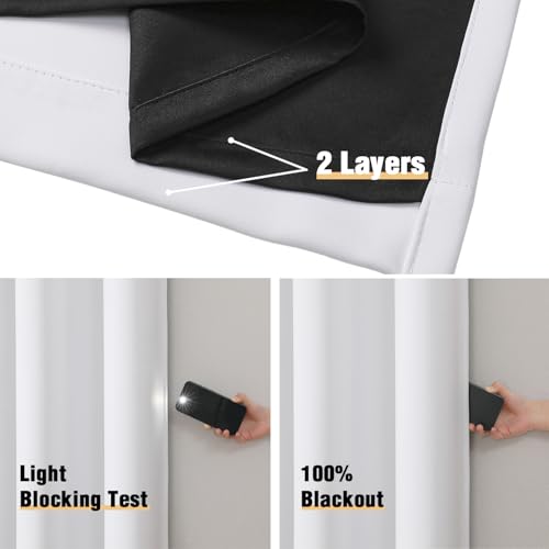 White 100% Blackout Curtains for Bedroom 63 Inches Long 2 Panels (60"W x 63"L (Pack of 2) / White)