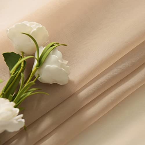 Sheer Voile Window Treatment Rod Pocket Curtain Panels for Kitchen Bedroom Living Room Drapes Sunlight Filtering Privacy Semi Home Decor Assorted Colors Sizes (Beige / 52"W x 108"L (Pack of 2))
