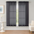 Black Sheer Curtains 63 Inch Long 2 Panels for Living Room 59" Wide (Black / 59"W x 63"L (Pack of 2))